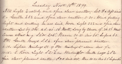 18 November 1879 journal entry